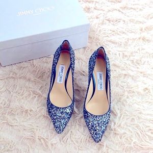 Jimmy choo glitter heels AMAZING NIB sz 37.5
